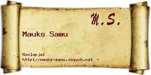 Mauks Samu névjegykártya